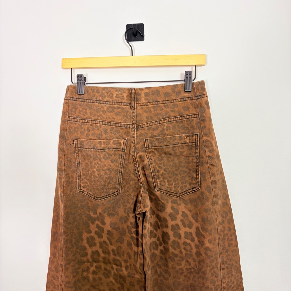 Pilcro Anthropologie Adi Leopard Mid-Rise Flare Jeans Brown Animal Print 25 - Picture 7 of 9